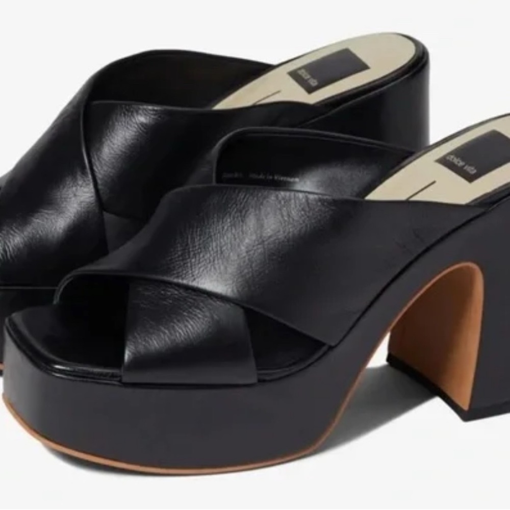 Dolce Vita Black Leather Platform Sandals